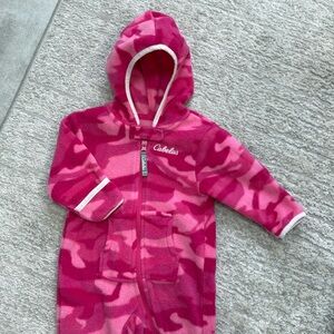 Cabela's Infant Girl's Pink Camo Fleece Coveralls- Gently Worn- 6-12 Months